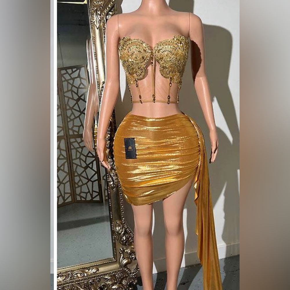 Custom gold birthday skirt set